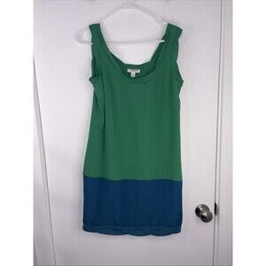 THAKOON for TARGET Sleeveless Green Blue Chiffon Colorblock Shift Dress Size S